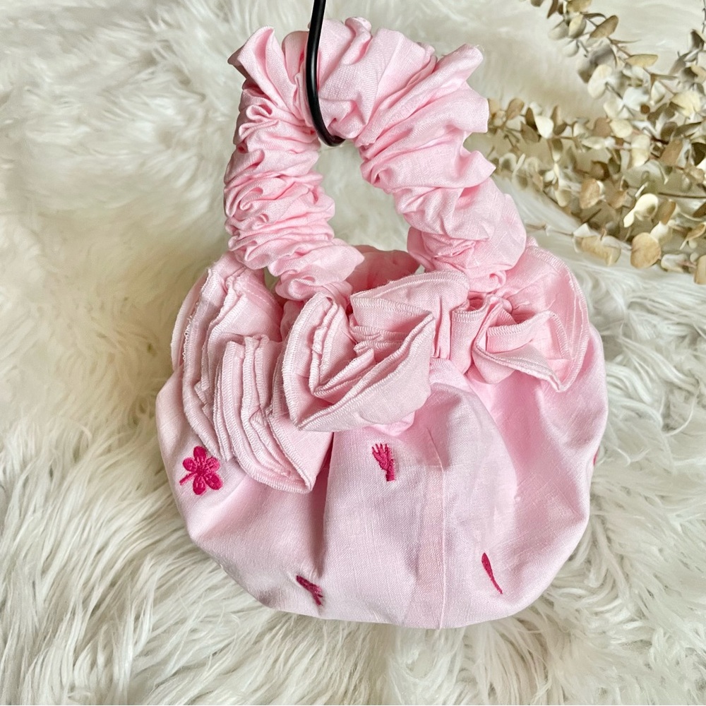 Fanm Mon Shou Shou Sara Mini Tote Bag Pink Floral Embroidered NWT - Picture 8 of 16